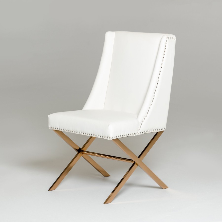 Modrest Modern White &amp; Rosegold Dining Chair